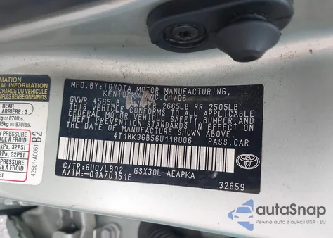 2006 Toyota Avalon Limited from USA, damaged, VIN 4T1BK36B56U118006